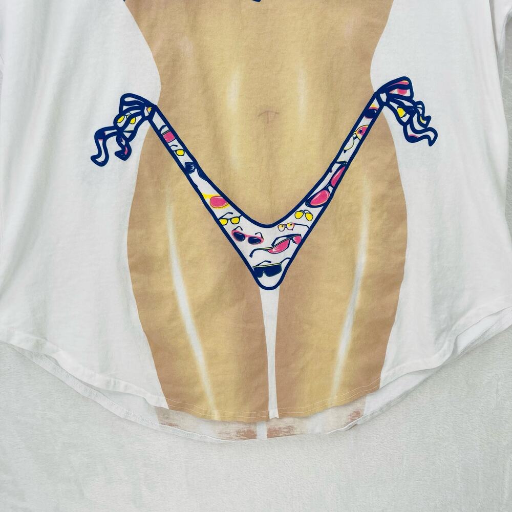 Vintage Bikini All Over Print Shirt Adult OSFA White Beach LA Prints Humor - Picture 3 of 11
